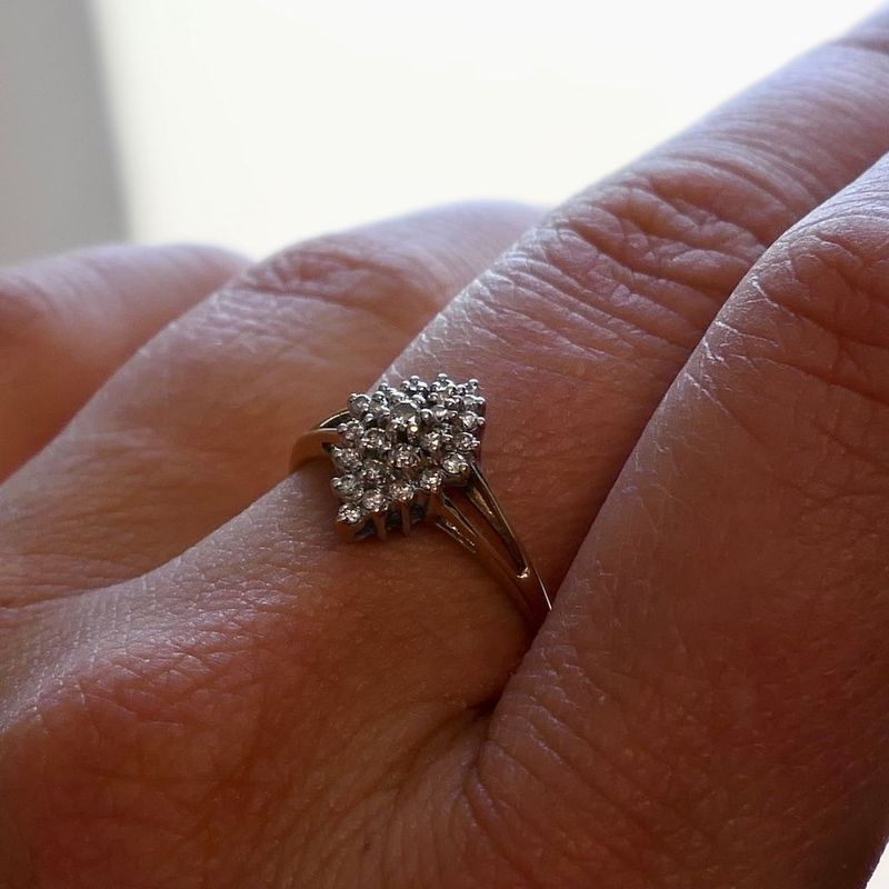 Image 7 of Gold Surround Ring with Diamonds; 0.26 ct.