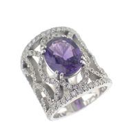 White gold royal ring set with sapphire and diamonds; 3.00 ct.