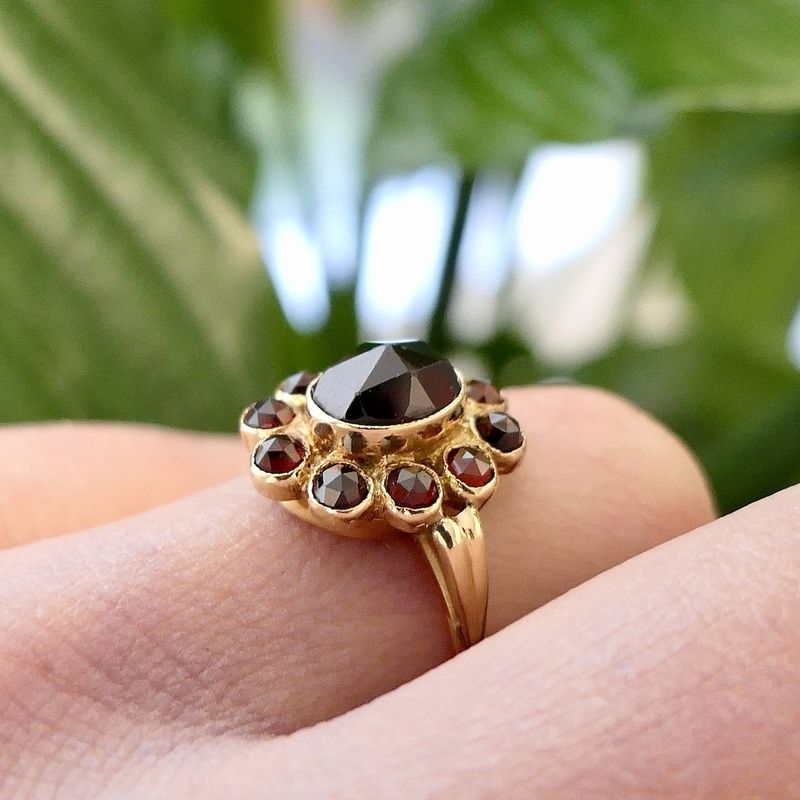 Image 9 of Gold entourage ring with garnet stones | Vintage