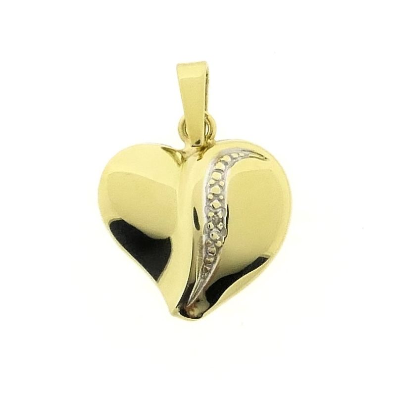 Image 1 of Gold heart pendant with diamond | 0.005 ct.