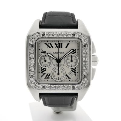 Image 1 of Cartier Santos 100 XL Chronograph 2740; Automatic watch with diamonds