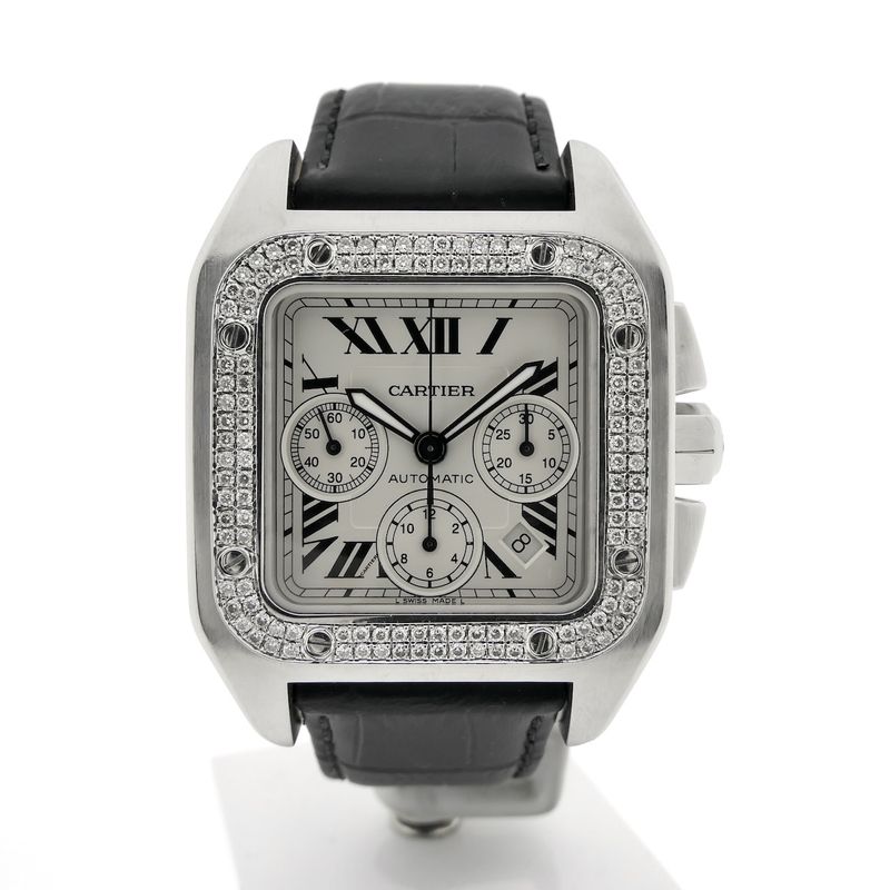 Image 1 of Cartier Santos 100 XL Chronograph 2740; Automatic watch with diamonds