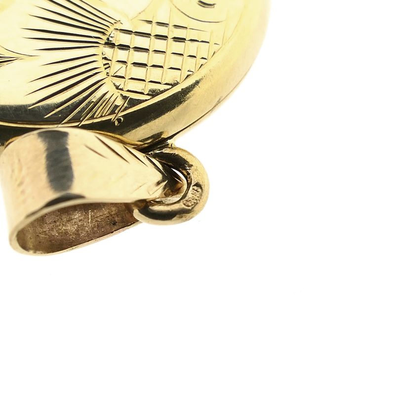 Afbeelding 11 van Vintage gouden medaillon hanger; Floraal design