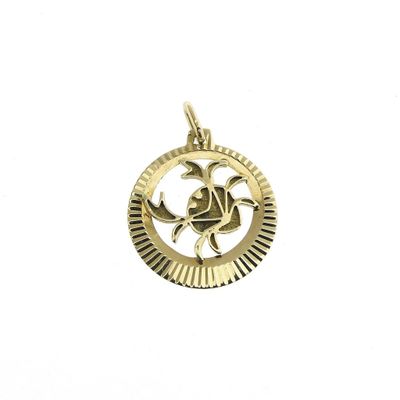 Image 1 of Gold zodiac sign pendant; Cancer