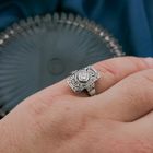 Image 4 of White gold art deco ring with diamond | 0.20 ct.