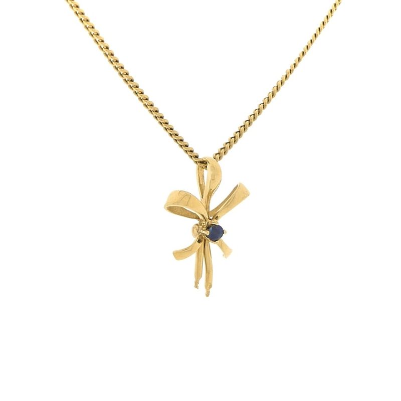 Image 3 of Gold pendant with a bow and sapphire