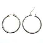 Image 2 of Silver earrings with a ribbed pattern | Ø 30 mm