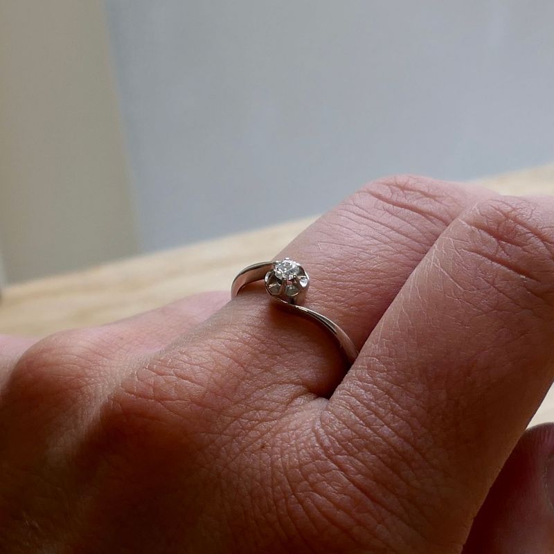 Image 8 of White Gold Solitaire Ring with Diamond | 0.10 ct.