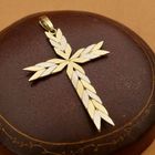 Image 2 of Two-tone gold braided pendant of a cross