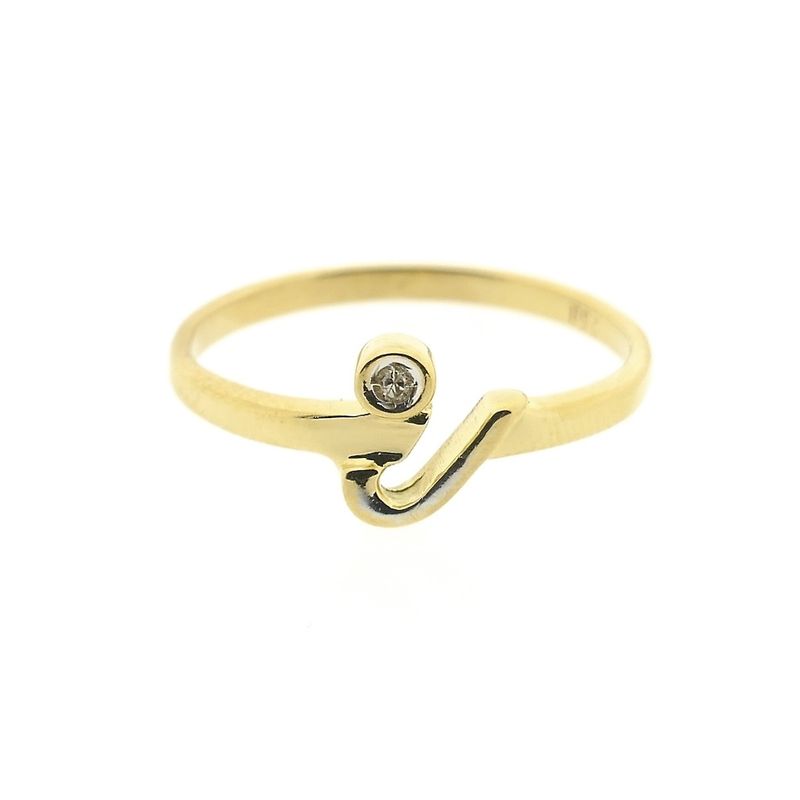 Image 4 of Gold solitaire ring with diamond; 0.005 ct.