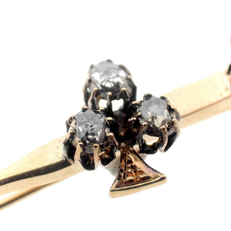 Image 3 of Antique gold brooch with diamonds; approx. 0.40 ct.