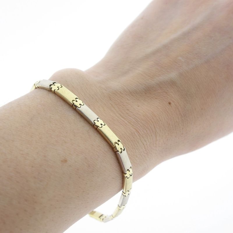 Image 6 of Two-tone gold matte link bracelet