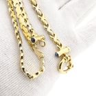 Afbeelding 11 van Bicolor gouden fantasieschakel collier met saffier | 44 cm