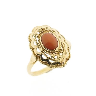 Image 1 of Antique gold ring with red coral