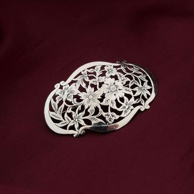 Image 2 of Silver brooch with floral motif