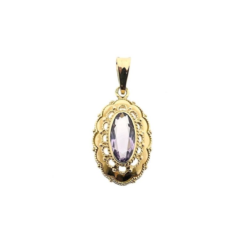 Image 1 of Vintage gold pendant with amethyst