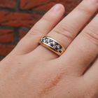 Image 4 of Gold double row ring with sapphires and diamonds