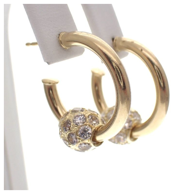 Image 3 of Gold earrings with zirconia; Ø 20.0 mm