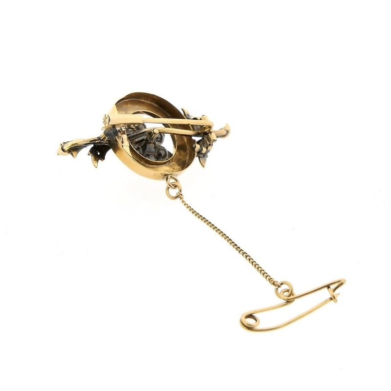 Image 7 of Antique gold brooch with rose-cut diamonds; approx. 0.40 ct.