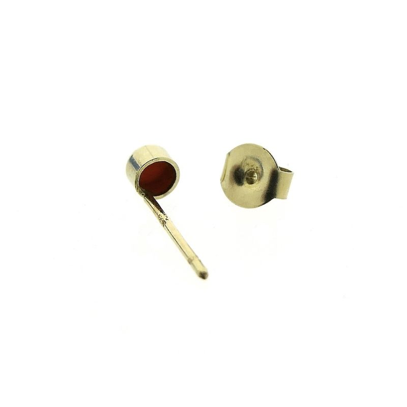 Image 5 of Vintage gold stud earrings with red coral