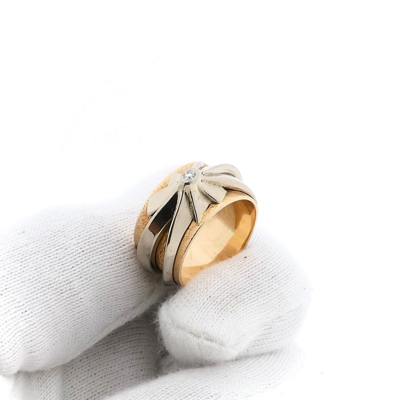 Afbeelding 9 van Vintage bicolor gouden ring met diamant; 0,05 ct.