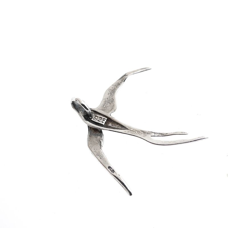 Image 7 of Silver pendant of a swallow