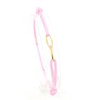 Image 3 of Forever Knots® Handmade Pink Satin Bracelet with Gold Link