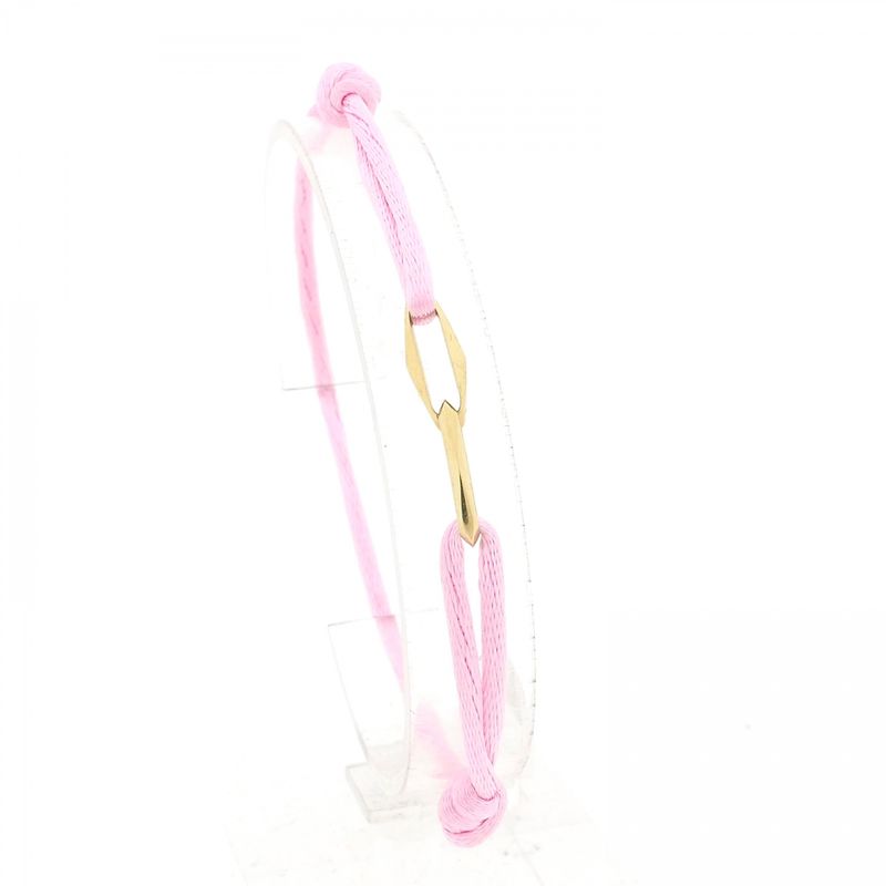 Image 3 of Forever Knots® Handmade Pink Satin Bracelet with Gold Link