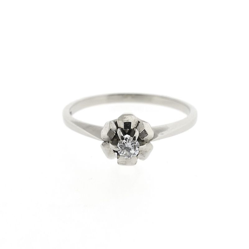 Image 7 of White gold solitaire ring with diamond | 0.10 ct.