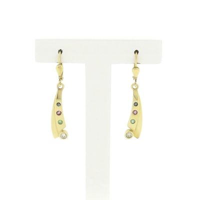 8K earrings with a mix of gemstones Image 1 of 8K earrings with a mix of gemstones