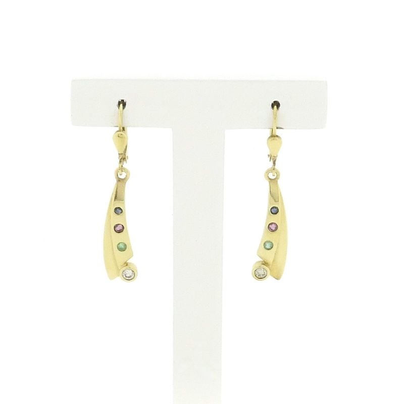 Image 1 of 8K earrings with a mix of gemstones