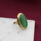 Image 2 of Gold Ring with Jade; 14 Karat; Size 17.75