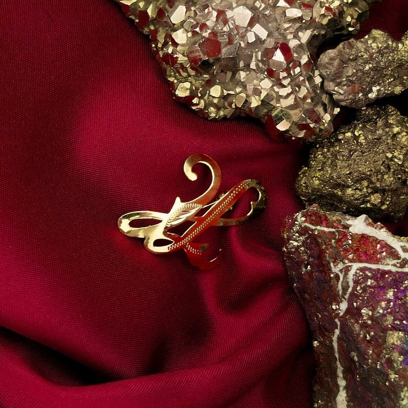 Image 2 of Gold letter brooch; letter H | Vintage