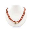Image 1 of Vintage red coral beaded necklace with gold clasp | 96 cm