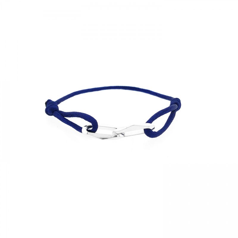 Image 1 of Forever Knots® Handmade Blue Satin Bracelet with Silver Link
