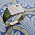 Image 5 of Tricolor gold men's signet ring with zirconia