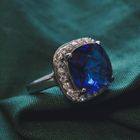 Image 2 of Silver ring with zirconia stones.