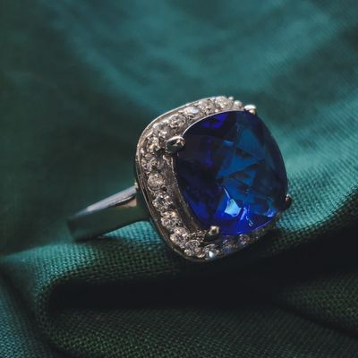 Silver ring with zirconia stones. Image 2 of Silver ring with zirconia stones.