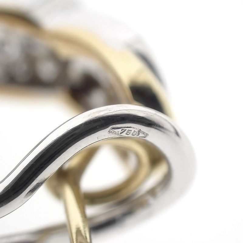 Image 6 of Bicolor earrings with diamond; 0.48 ct.