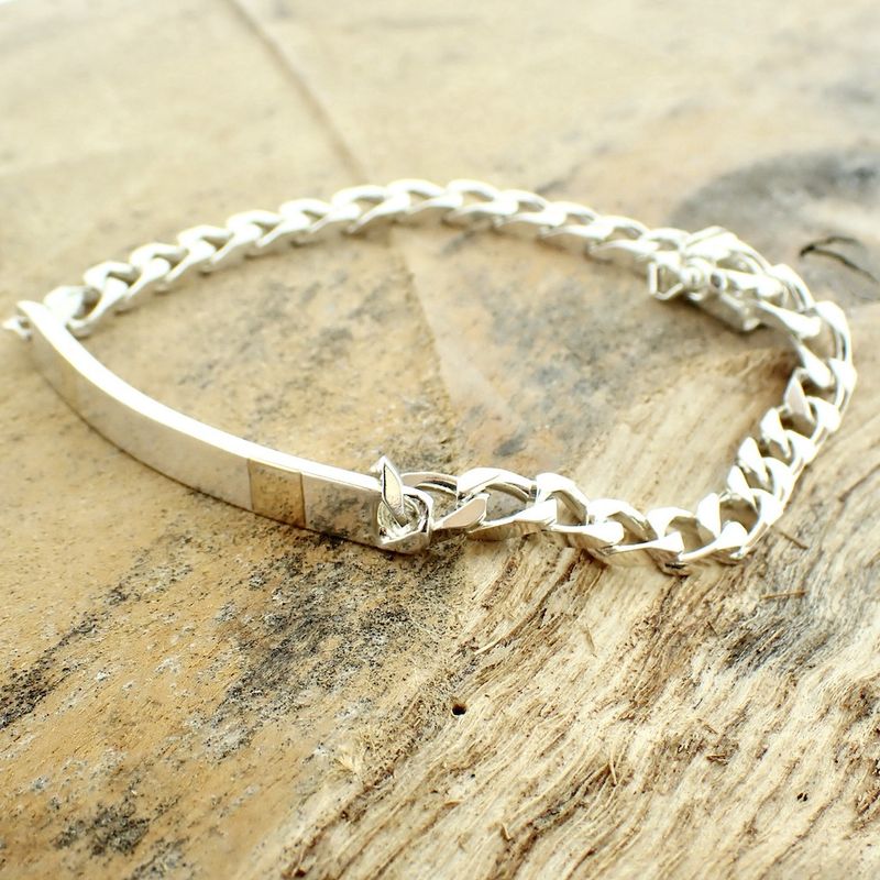 Image 2 of Silver gourmet link bracelet with two-tone plate | 21 cm