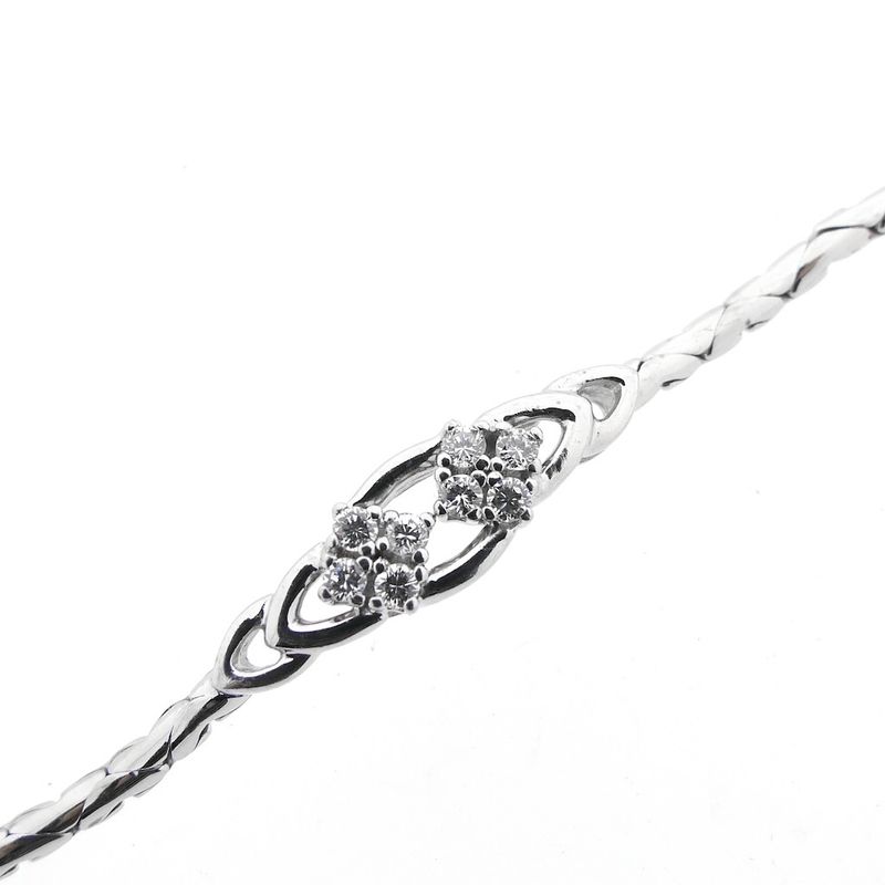 Image 9 of White gold cobra link bracelet with diamonds; 0.28 ct.