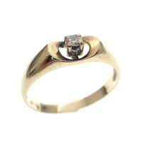 Gold solitaire ring with diamond; 0.10 ct.