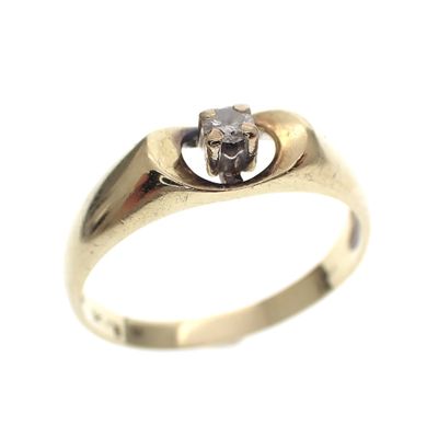 Image 1 of Gold solitaire ring with diamond; 0.10 ct.