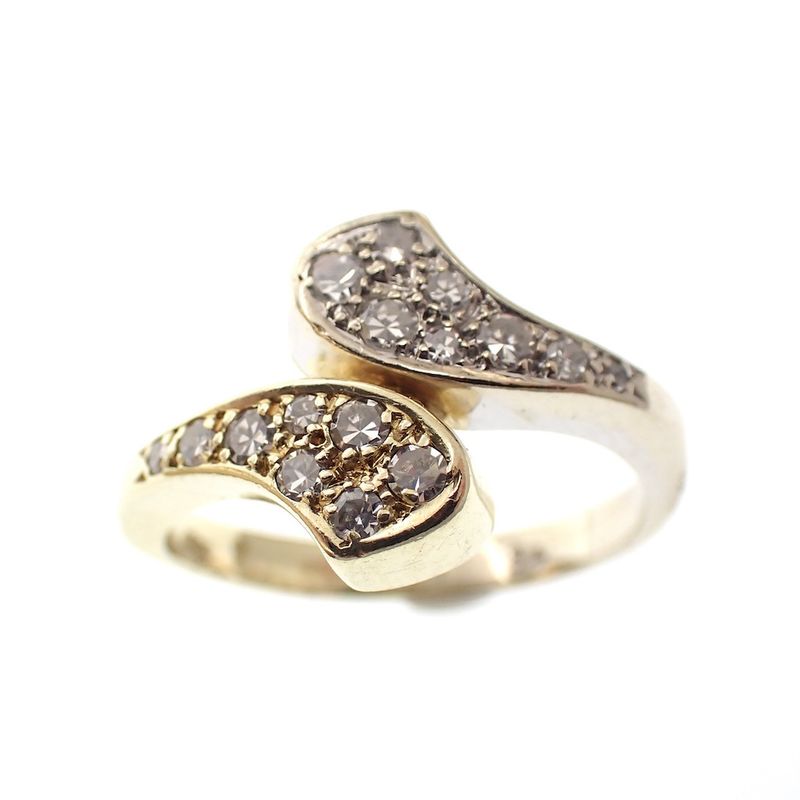 Image 2 of Two-tone gold pavé ring with diamonds; 0.34 ct.