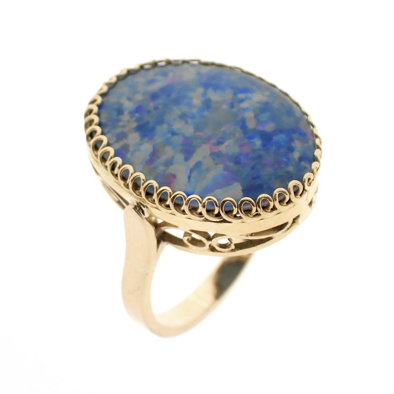Image 1 of 18K Gold Ring with Triple Opal | Vintage