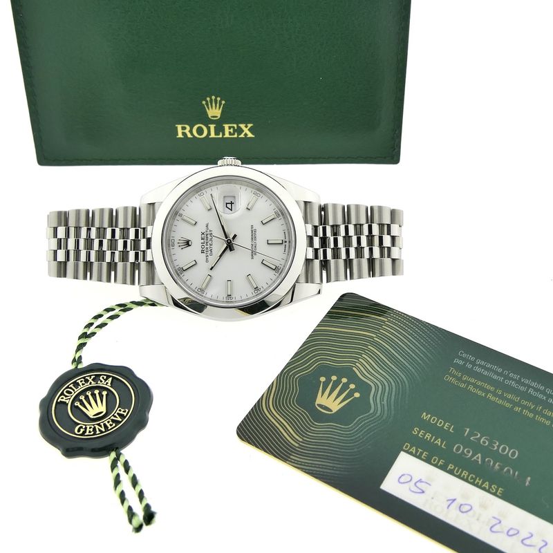Image 16 of Rolex Datejust 41mm 'White Stick Dial' 126300; Automatic men's watch