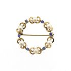 Image 1 of Vintage gold brooch with sapphire and pearls