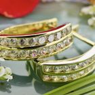 Image 8 of Gold semicircular earrings with zirconia