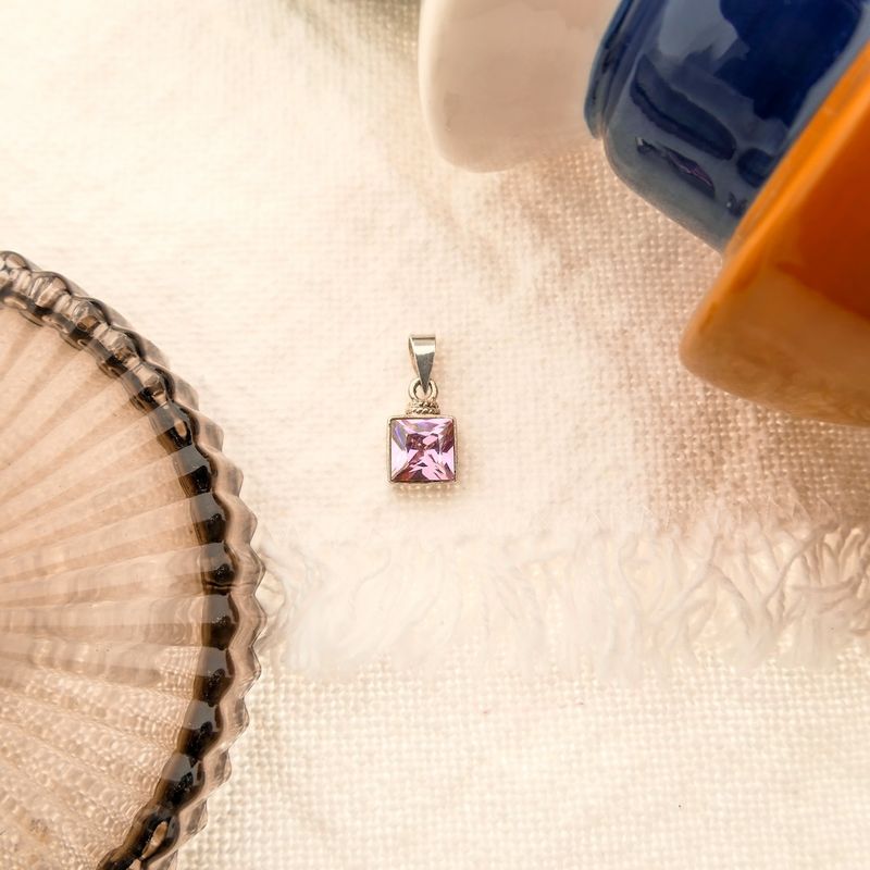 Image 7 of Silver pendant with pink zirconia