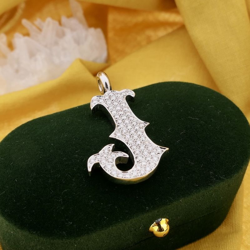 Image 2 of White gold pendant letter J with diamonds 0.345 ct.